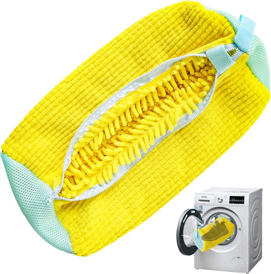 Shoe Washing Machine Bag, Trainer Sneaker Laundry Shoes Bag for Washing Machine Shoe Cleaning Bag Reusable with Zipper(1Pc), Yellow