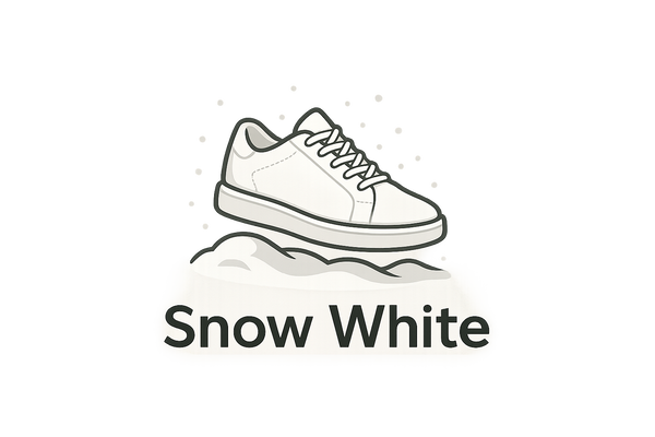 a minimlaistic logo of clean whiote shoes without a background and its minimilistically animated the brand is called snow white so include the shoes on snow or surrounded by snow